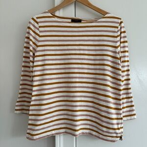 J.Crew Striped Mariner Mauve and Terracotta Boatneck Shirt Size M